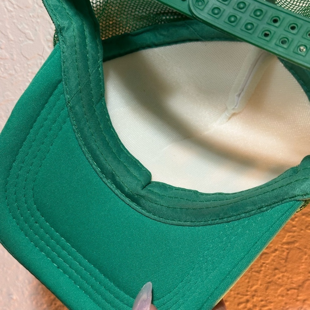 LUCKY Green and White Trucker Hat One Size with Snaps - Picture 6 of 7